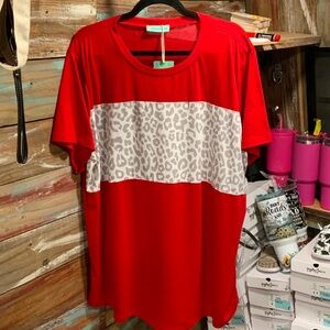 NEW Red and White Leopard Print T-Shirt